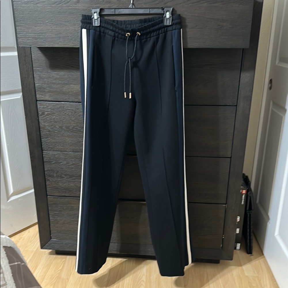 ME+EM Black and White Joggers with Drawstring Waist